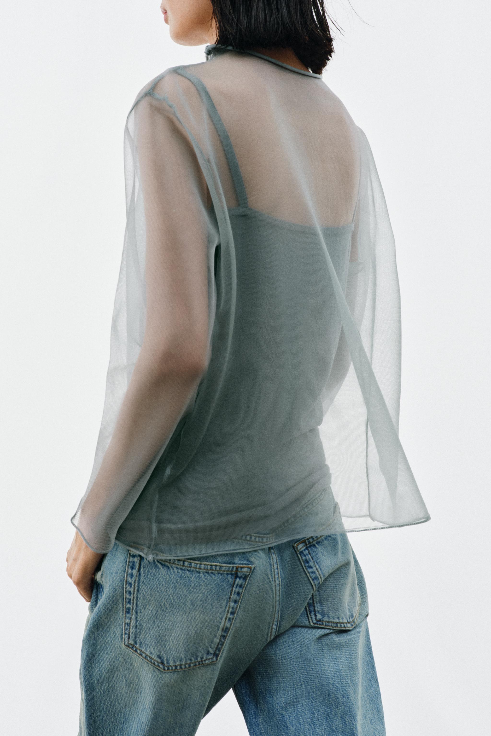SEMI-SHEER KNIT TOP